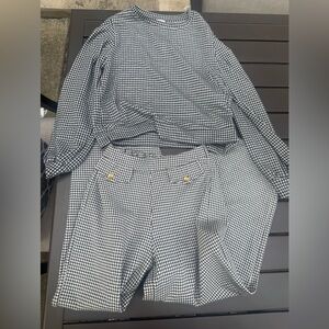 Zara size 11-12 checkered black and white top and pants
